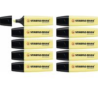 STABILO BOSS Original Pastel Highlighter Marker Pens - Pack of 10 - Yellow