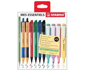 STABILO My Essentials Pen Set - swing cool Pastel, pointMax, pointball, GREENgraph and Notepad - Pack of 12 - Assorted Colours
