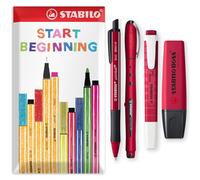 STABILO NatureCOLORS Wildflower Pen Set | BOSS ORIGINAL & swing cool Highlighter & pointball Ballpoint Pen & worker+ Rollerball with Blue Ink | Gift Set of 4 (Burgundy)