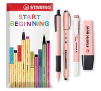 STABILO NatureCOLORS Wildflower Pen Set | BOSS ORIGINAL & swing cool Highlighter & pointball Ballpoint Pen & worker+ Rollerball with Blue Ink | Gift Set of 4 (Blush)