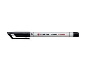 Stabilo OHP Pens Black Medium Universal 1.0 mm Water Soluble Ink Metal 10 Pack