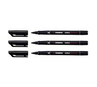 STABILO OHP Permanent Felt-Tip Pens Medium Tip 1 mm Permanent Ink Black Pack of 3