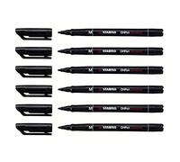 STABILO OHP Permanent Felt-Tip Pens Medium Tip 1 mm Permanent Ink Black Pack of 6