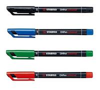 Stabilo OHPen PERMANENT Universal Marker Pen - SuperFine (S) Line / Width 0.4mm - ALL 4 Colour (Black-Blue-Green-Red)