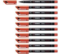 STABILO OHPen universal - Pen for Overhead Projection - Permanent Fine (F) | Pack of 10 - Red