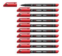 STABILO OHPen universal - Pen for Overhead Projection | Permanent Superfine (S) - Pack of 10 - Red
