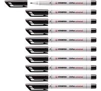 STABILO OHPen universal - Pen for Overhead Projection - Soluble Fine (F) - Pack of 10 - Black