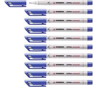 STABILO OHPen universal - Pen for Overhead Projection - Soluble Fine (F) | Pack of 10 - Blue