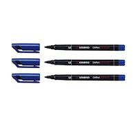 Stabilo Ohpen Universal Pens - Pack of 3 Transparent Films, Permanent, Blue