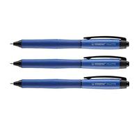 STABILO Pack of 3 Gel Ink Rollerball Pens Medium Tip Blue