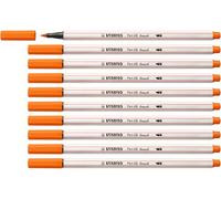 STABILO Pen 68 brush - Premium Fibre-Tip Pen with Brush Tip - Pack of 10 - Pale Vermillion
