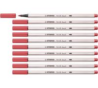 STABILO Pen 68 brush - Premium Fibre-Tip Pen with Brush Tip - Pack of 10 - Rust Red