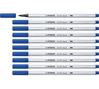 STABILO Pen 68 brush - Premium Fibre-Tip Pen with Brush Tip - Pack of 10 - Ultramarine