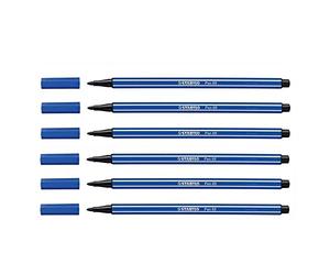 STABILO PEN 68 Felt-Tip Drawing Pens Medium Tip 1 mm Ultramarine Blue Pack of 6aa