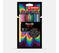 STABILO Pen 68 - Premium Fibre-Tip Pen - ARTY - Pack of 12 - Assorted Colours