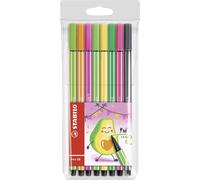 STABILO Pen 68 Fibre Tip Fineliner 1.0mm Avocado Set Wallet of 8 Colours