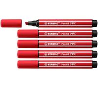 STABILO Pen 68 MAX – Arty Premium Fibre-Tip Pen, Chisel Tip – Pack of 5 – Carmine