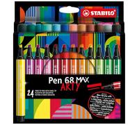 STABILO Pen 68 MAX - Premium Fibre-Tip Pen with Chisel Tip - ARTY - Pack of 24 - Assorted Colours