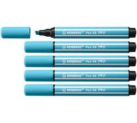 STABILO Pen 68 MAX - Premium Fibre-Tip Pen with Chisel Tip - ARTY - Pack of 5 - Azure