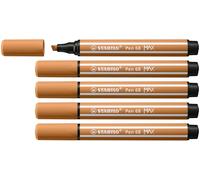 STABILO Pen 68 MAX - Premium Fibre-Tip Pen with Chisel Tip - ARTY - Pack of 5 - Dark Ochre
