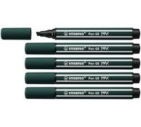 STABILO Pen 68 MAX - Premium Fibre-Tip Pen with Chisel Tip - ARTY - Pack of 5 - Earth Green