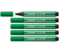 STABILO Pen 68 MAX - Premium Fibre-Tip Pen with Chisel Tip - ARTY - Pack of 5 - Green