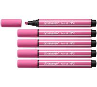 STABILO Pen 68 MAX - Premium Fibre-Tip Pen with Chisel Tip - ARTY - Pack of 5 - Heliotrope