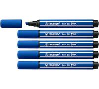 STABILO Pen 68 MAX - Premium Fibre-Tip Pen with Chisel Tip - ARTY - Pack of 5 - Ultramarine