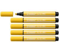 STABILO Pen 68 MAX - Premium Fibre-Tip Pen with Chisel Tip - ARTY - Pack of 5 - Yellow