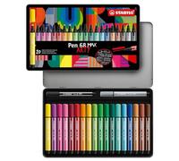 STABILO Pen 68 MAX - Premium Fibre-Tip Pen with Chisel Tip - ARTY | Tin of 20 - Assorted Colours