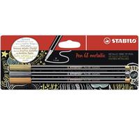 Stabilo Pen 68 Metallic Fibre Tip Pen 1.4Mm Line Gold/Silver/Copper Pack 3