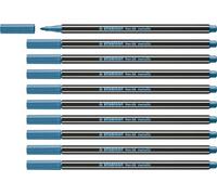 STABILO Pen 68 metallic - Premium Metallic Fibre-Tip Pen | Pack of 10 - Metallic Blue
