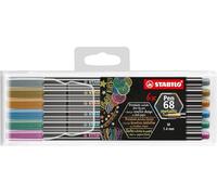 STABILO Pen 68 metallic - Premium Metallic Fibre-Tip Pen - Pack of 6 - Assorted Colours