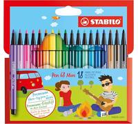 STABILO Pen 68 Mini - Premium Fibre-Tip Pen | Pack of 18 - Assorted Colours