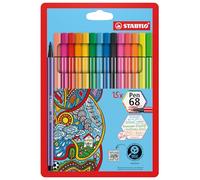 STABILO Pen 68 – Premium Fibre-Tip Pen – Pack of 15 – 5 Neon Colours – Assorted