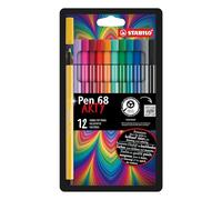 STABILO Pen 68 - Premium Fibre-Tip Pen - ARTY - Pack of 12 - Assorted Colours