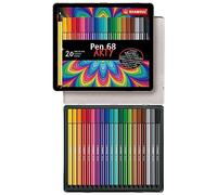Premium Fibre-Tip Pen - STABILO Pen 68 - ARTY - Tin of 20 - Assorted Colours