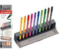 STABILO Pen 68 - Premium Fibre-Tip Pen - Click Set Pack of 10 - Assorted Colour