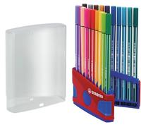 STABILO Pen 68 - Premium Fibre-Tip Pen - ColorParade in Red/Dark Blue - Deskset of 20 - Assorted Colours with Hanging Loop