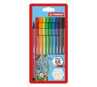 STABILO Pen 68 - Premium Fibre-Tip Pen - Pack of 10 - Assorted Colours