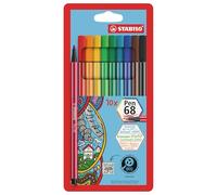 STABILO Pen 68 - Premium Fibre-Tip Pen - Pack of 10 - Assorted Colours