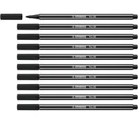 STABILO Pen 68 - Premium Fibre-Tip Pen - Pack of 10 - Black