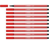 STABILO Pen 68 - Premium Fibre-Tip Pen - Pack of 10 - Carmine
