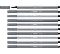 STABILO Pen 68 - Premium Fibre-Tip Pen - Pack of 10 - Dark Grey