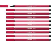 STABILO Pen 68 - Premium Fibre-Tip Pen - Pack of 10 - Dark Red