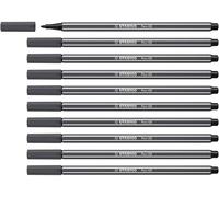 STABILO Pen 68 - Premium Fibre-Tip Pen - Pack of 10 - Deep Cold Grey