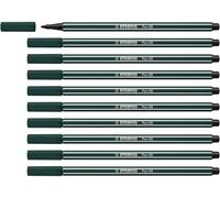 STABILO Pen 68 - Premium Fibre-Tip Pen - Pack of 10 - Earth Green