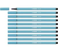 STABILO Pen 68 - Premium Fibre-Tip Pen - Pack of 10 - Light Blue