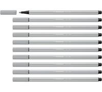 STABILO Pen 68 - Premium Fibre-Tip Pen - Pack of 10 - Light Cold Grey
