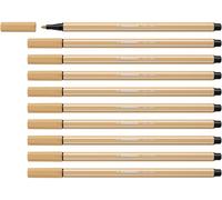 Premium Fibre-Tip Pen - STABILO Pen 68 - Pack of 10 - Light Ochre